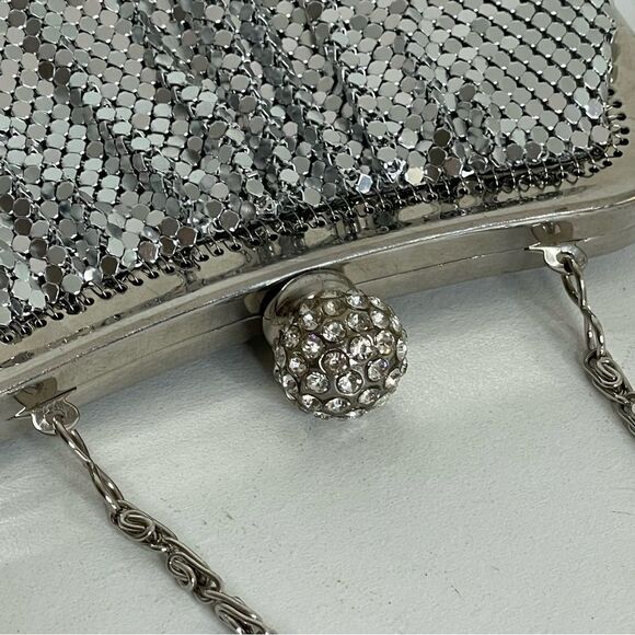 COPY - KATE LANDRY silver metallic mesh rhinestone evening purse formal event - Picture 12 of 15